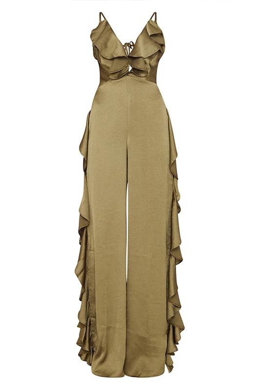 Agnes Ruffle V-neck Jumpsuit-Sunfere