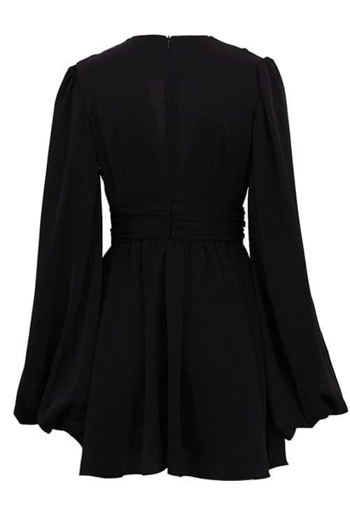 dresses-Amelia Deep V Neck Mini Dress-SD00604092653-Black-S - Sunfere