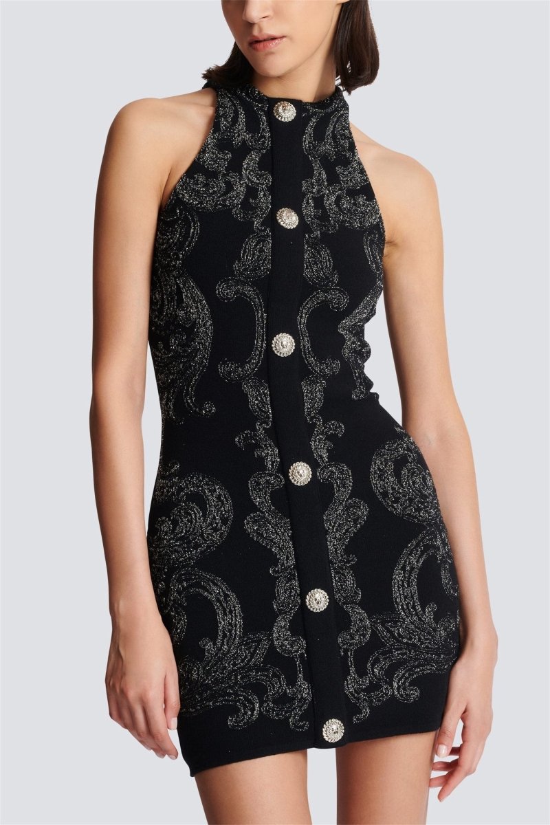 dresses - Belinda Paisley Printed Knit Mini Dress - SD00708063297 - Black - S - Sunfere