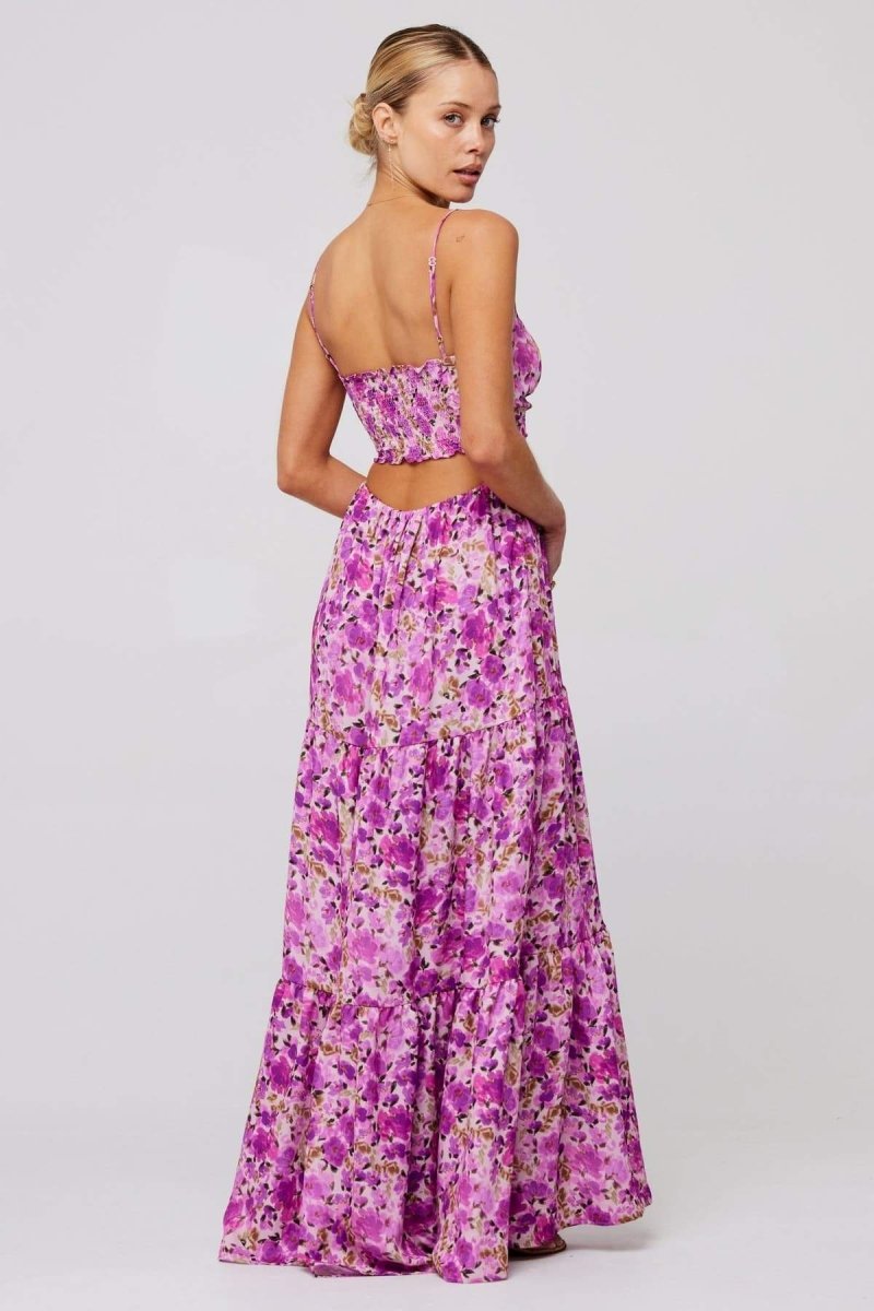 dresses-Beverly Printed Cut-out Maxi Slip Dress-SD00604172697-Purple-S - Sunfere