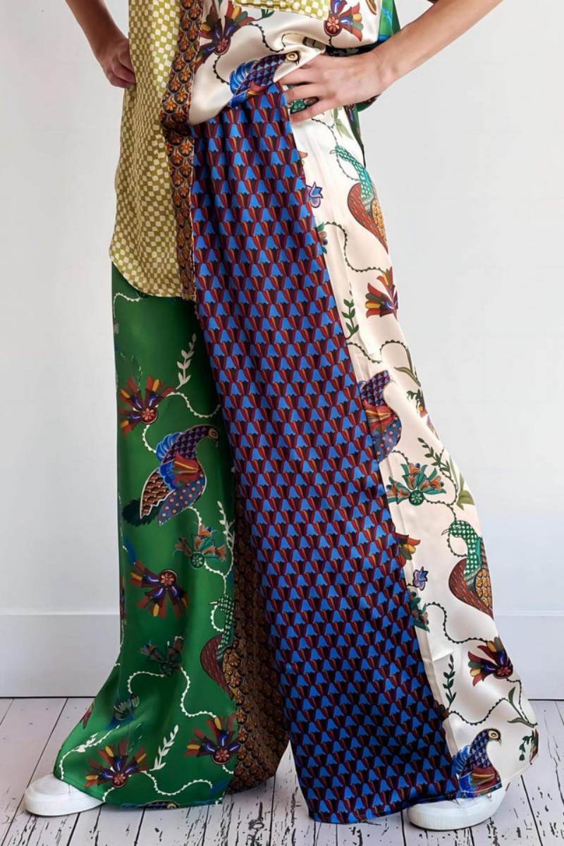 Ειδικό Λαϊκό Τύπωμα Χαλαρό Παντελόνι Φαρδιάς Ποδός - Σετ