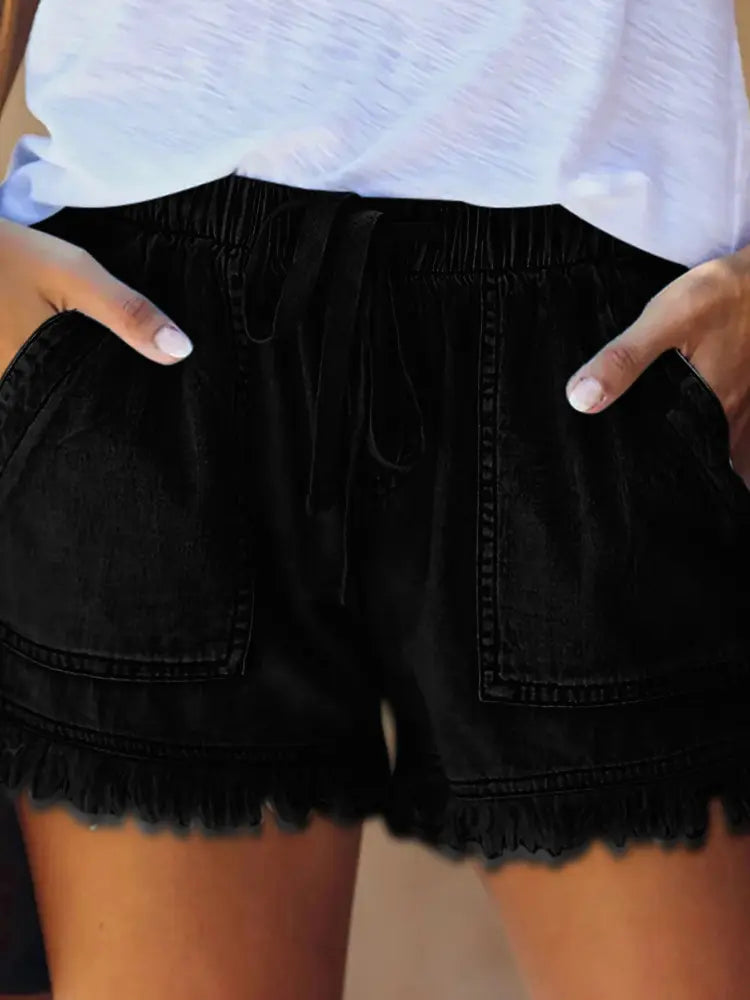 Elastisk talje afslappede denimshorts