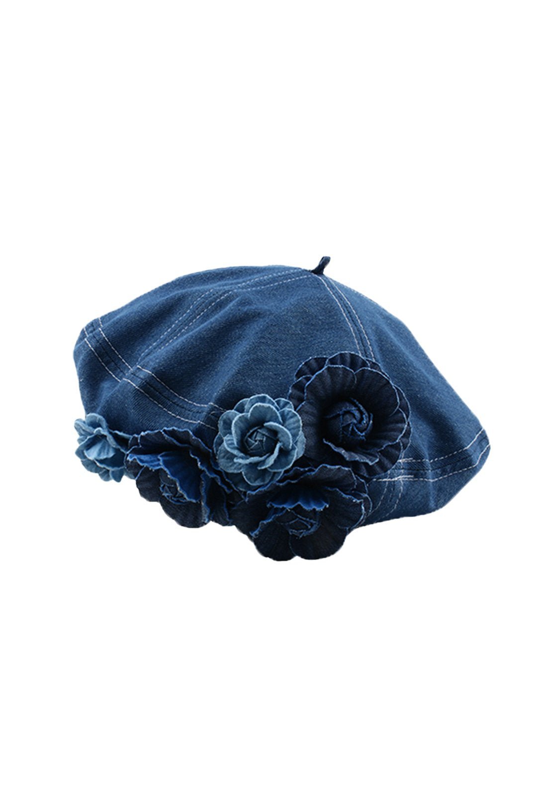 Camellia Denim Beret Hat