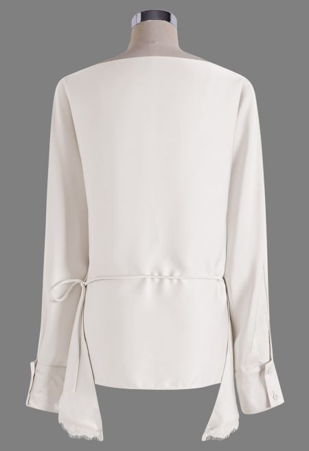 Ivory Satin Wrap-Effect Co-ord Skirt Set