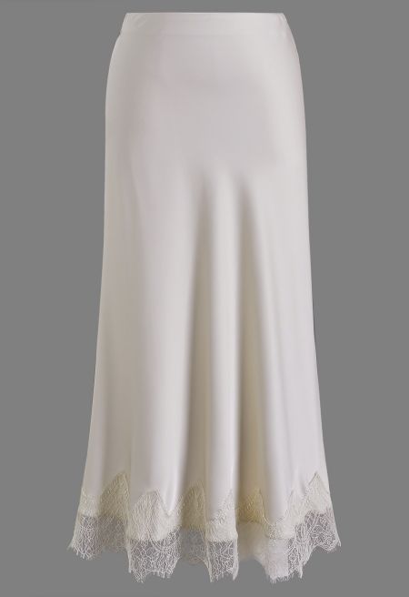 Ivory Satin Wrap-Effect Co-ord Skirt Set
