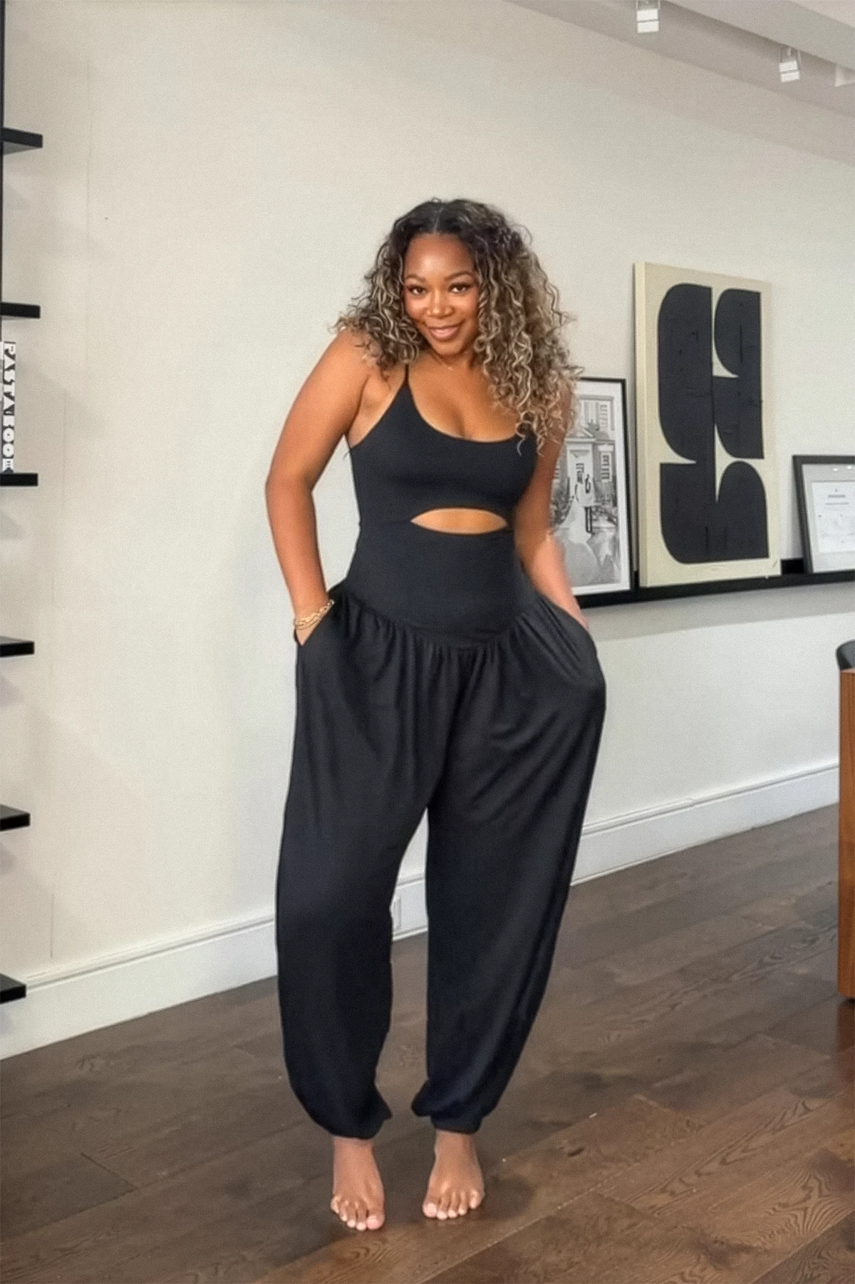 Back Tie Adjustable Strap Loose Jogger Jumpsuit