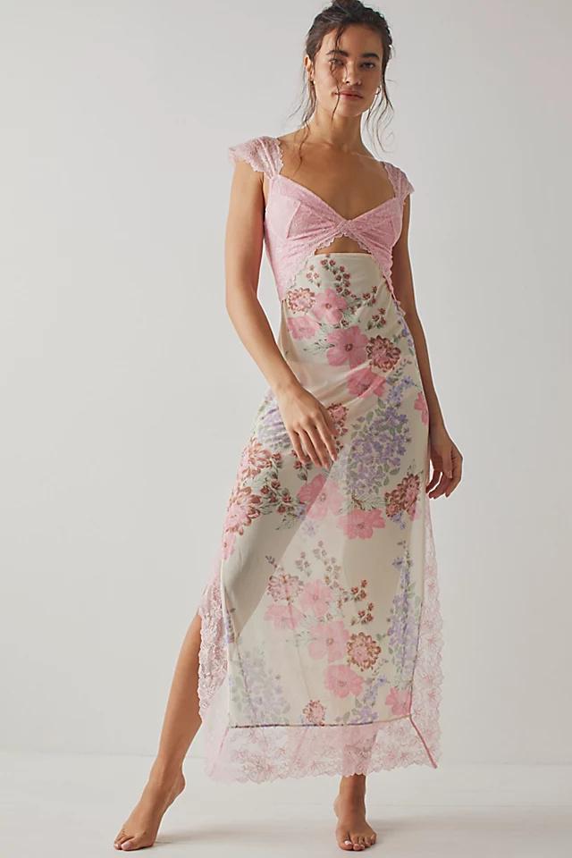 Elma Floral Printed Cut-out Mesh Maxi Slip Dress-Sunfere