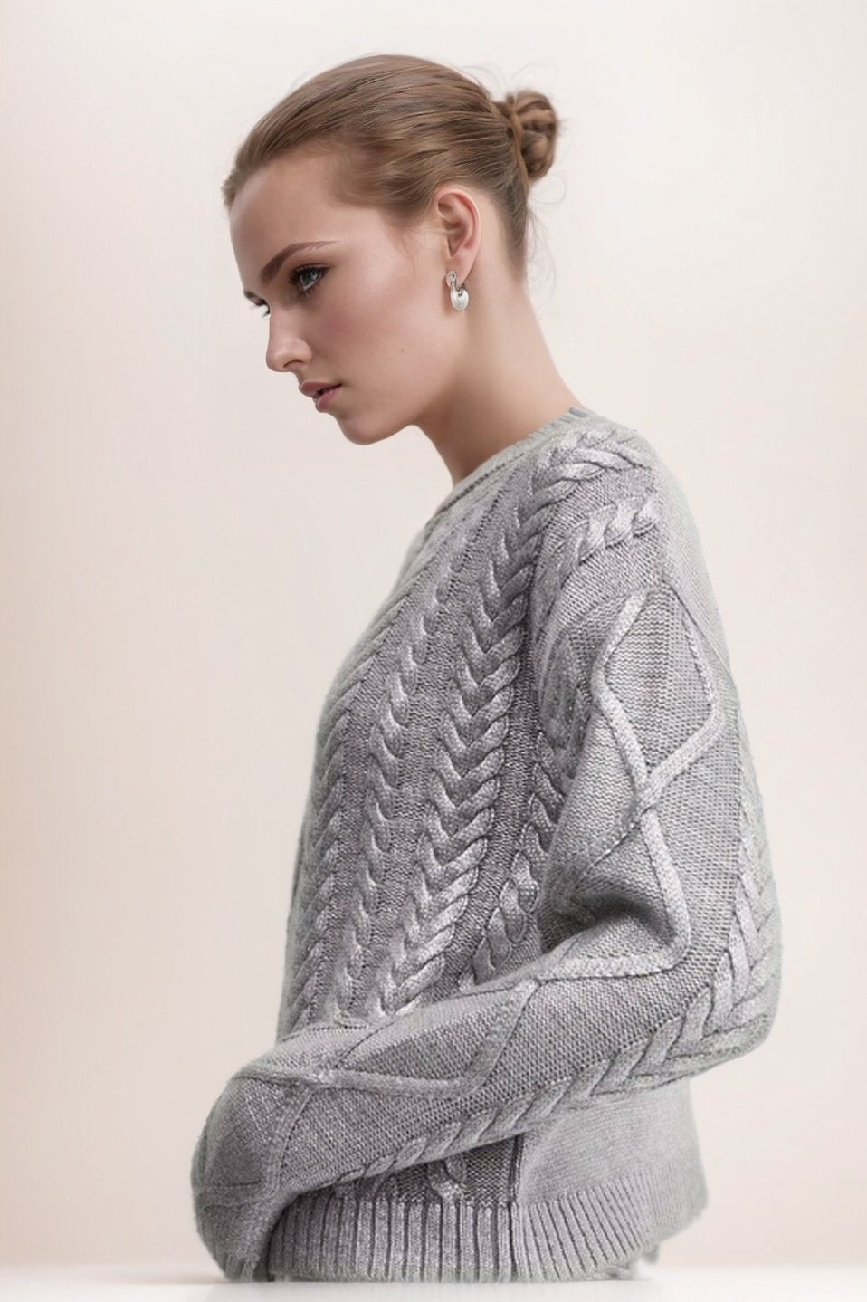 Genevieve Metallic Foiled Cable-knit Sweater-Sunfere