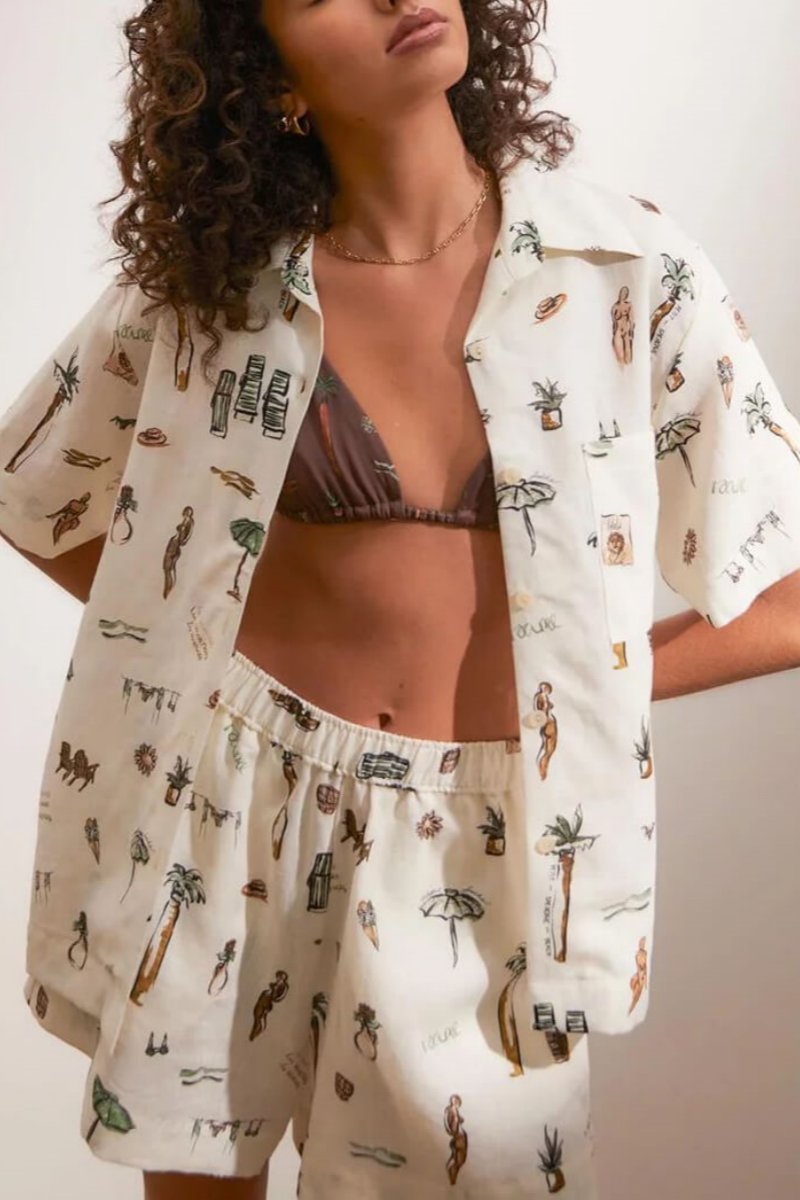 Ensemble décontracté deux pièces short ample imprimé