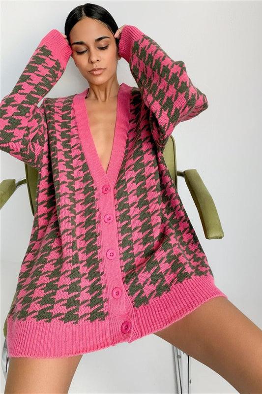 Houndstooth Oversized Cardigan