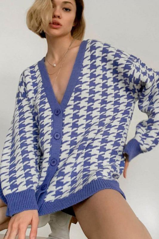 Houndstooth Oversized Cardigan