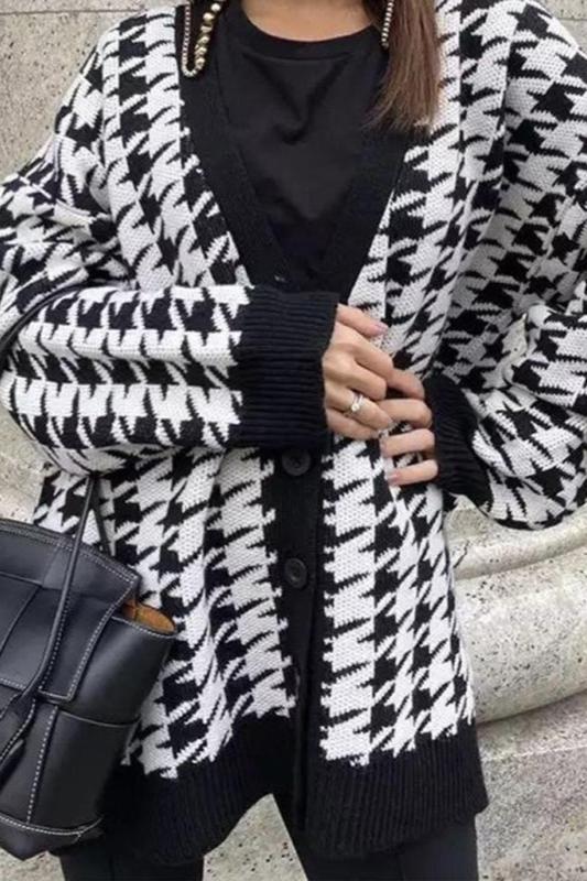 Houndstooth Oversized Cardigan