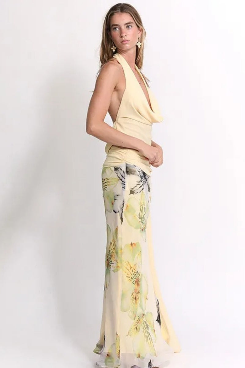 Butter Yellow  Piece Maxi Skirt Set