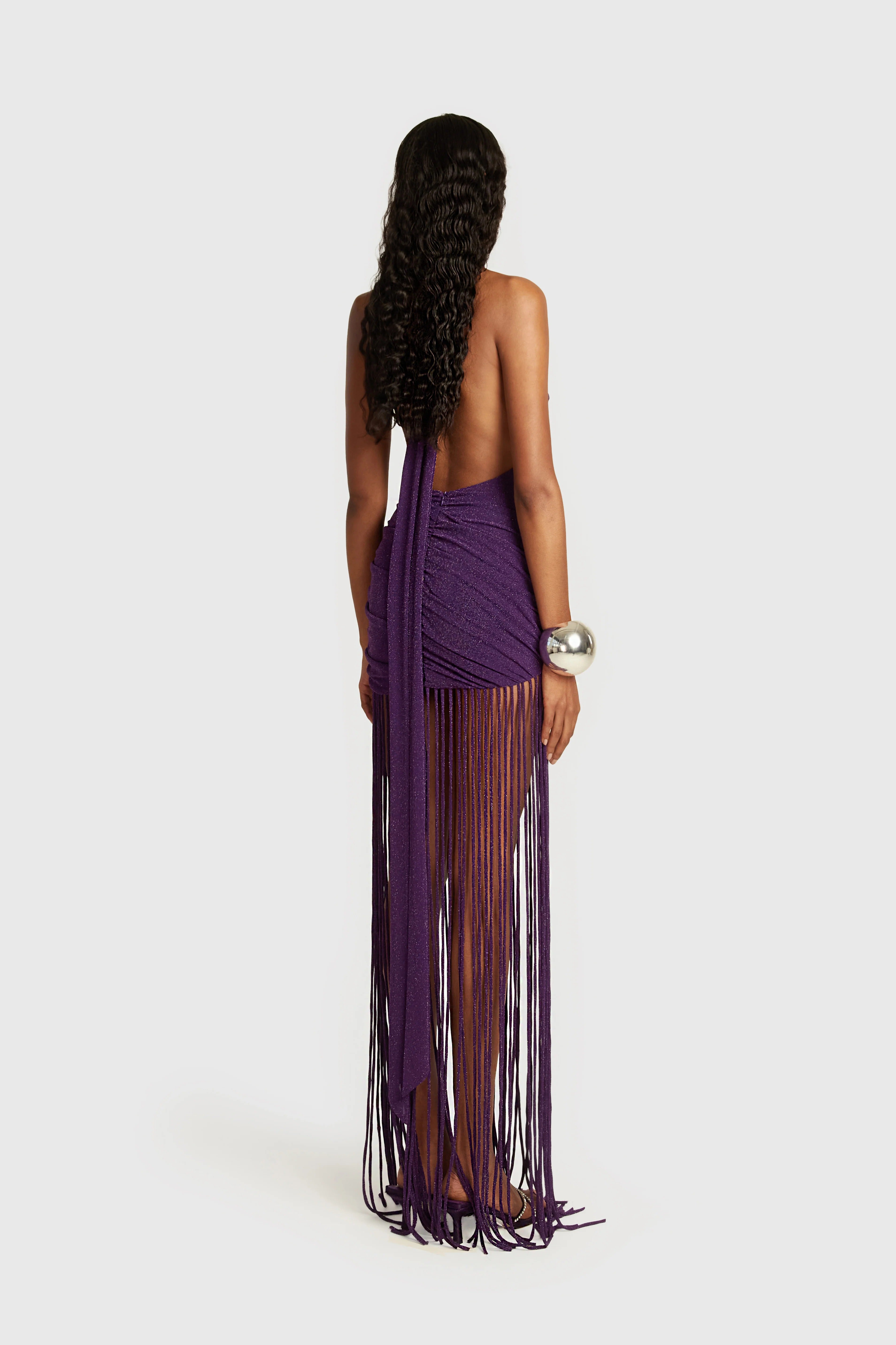 Azure Fringe Halo Maxi Dress-Purple