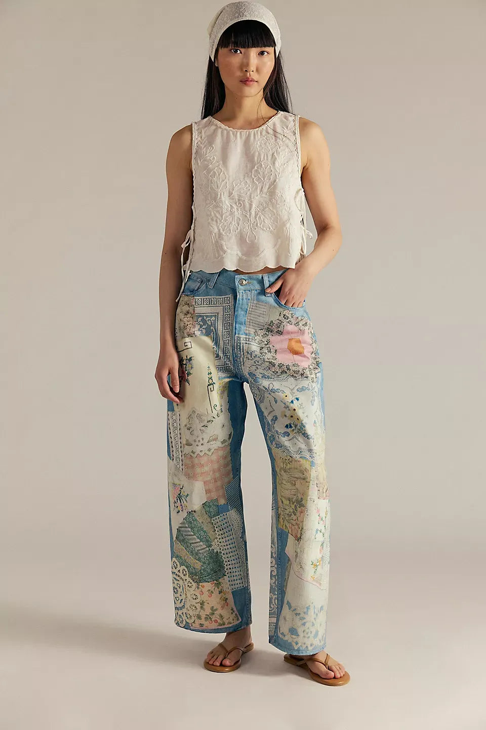 Floral gespléckte Print-Ewechbeen-Hosen