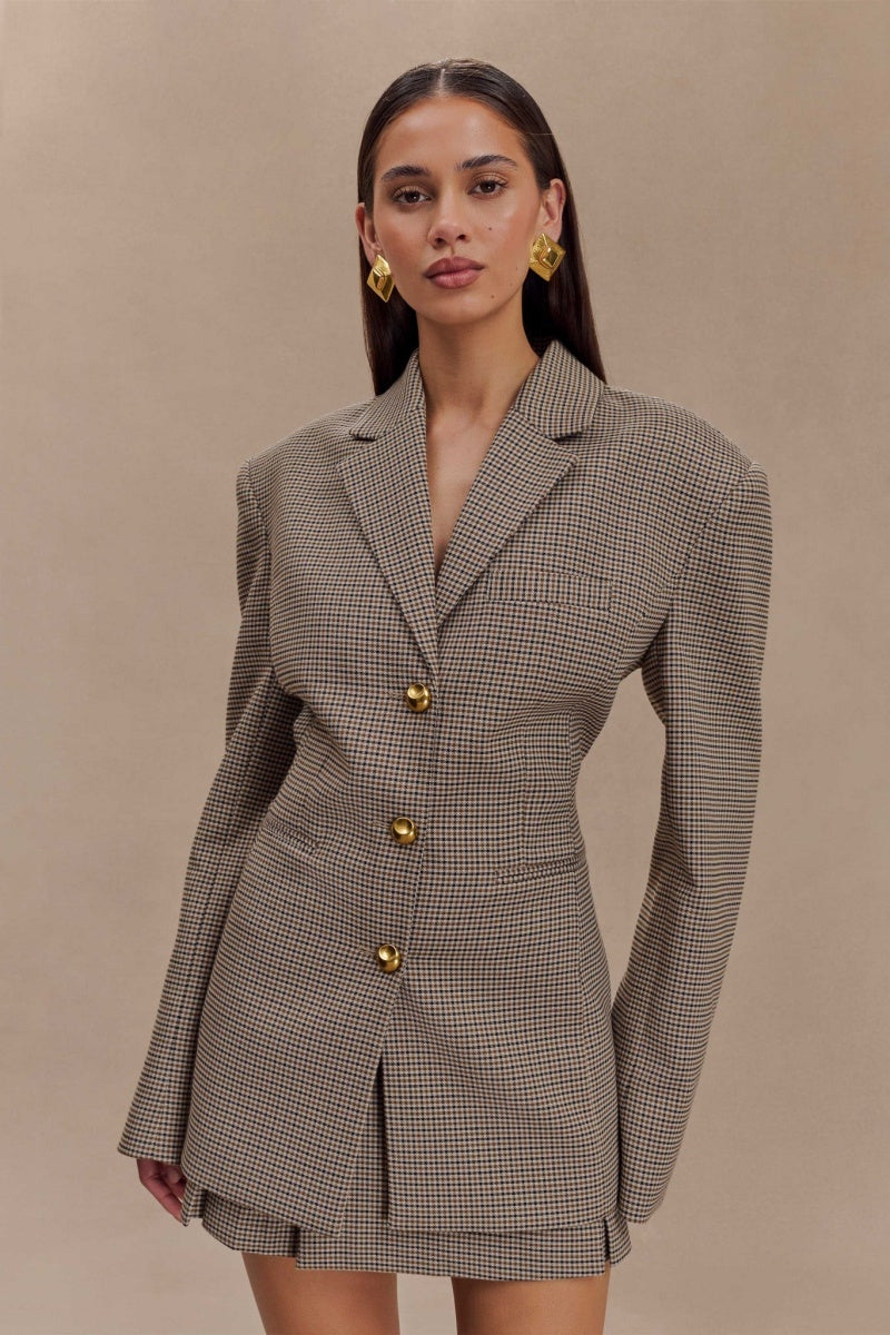 Grid Buckle Blazer Jackets