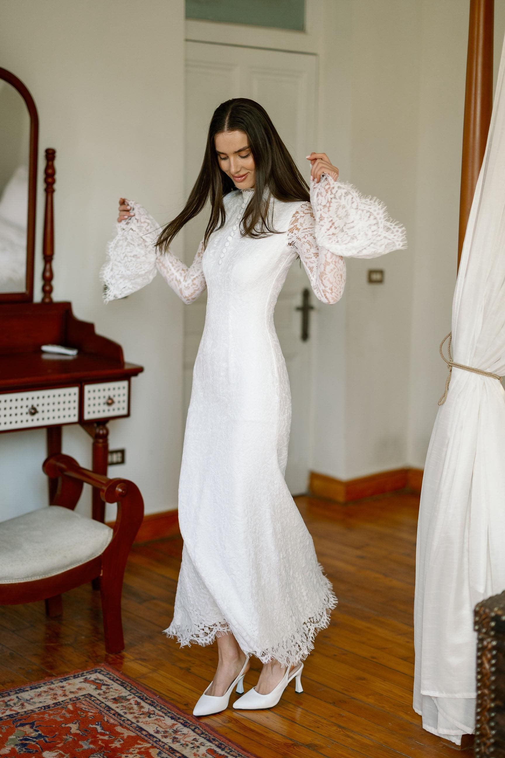 Azure frynsehalo maxi-kjole