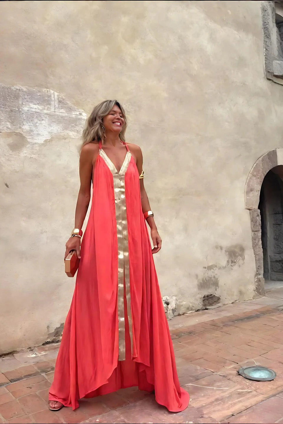 Schwaarzt 3D-Blumme Cut-Out Halter Maxi-Kleed