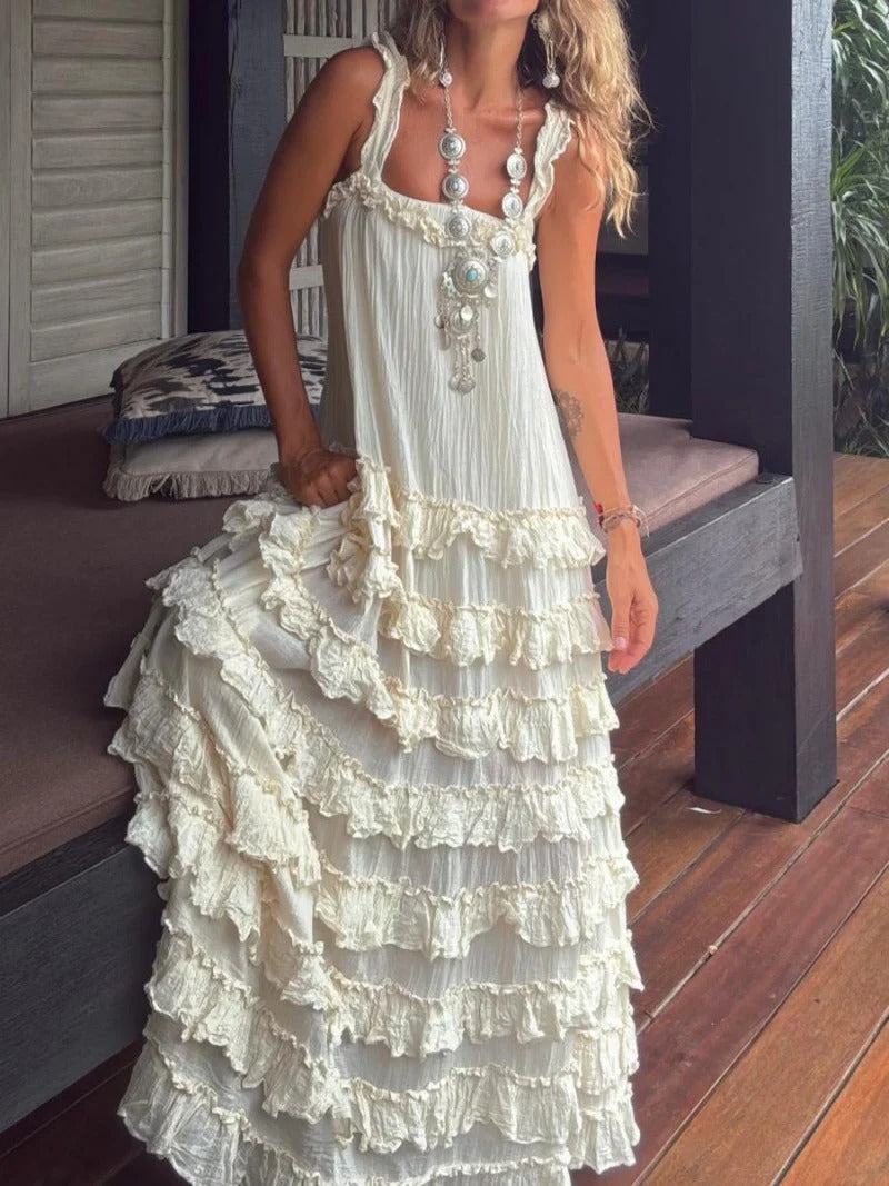 Belle Gradient Plisséiert Maxi Kleed