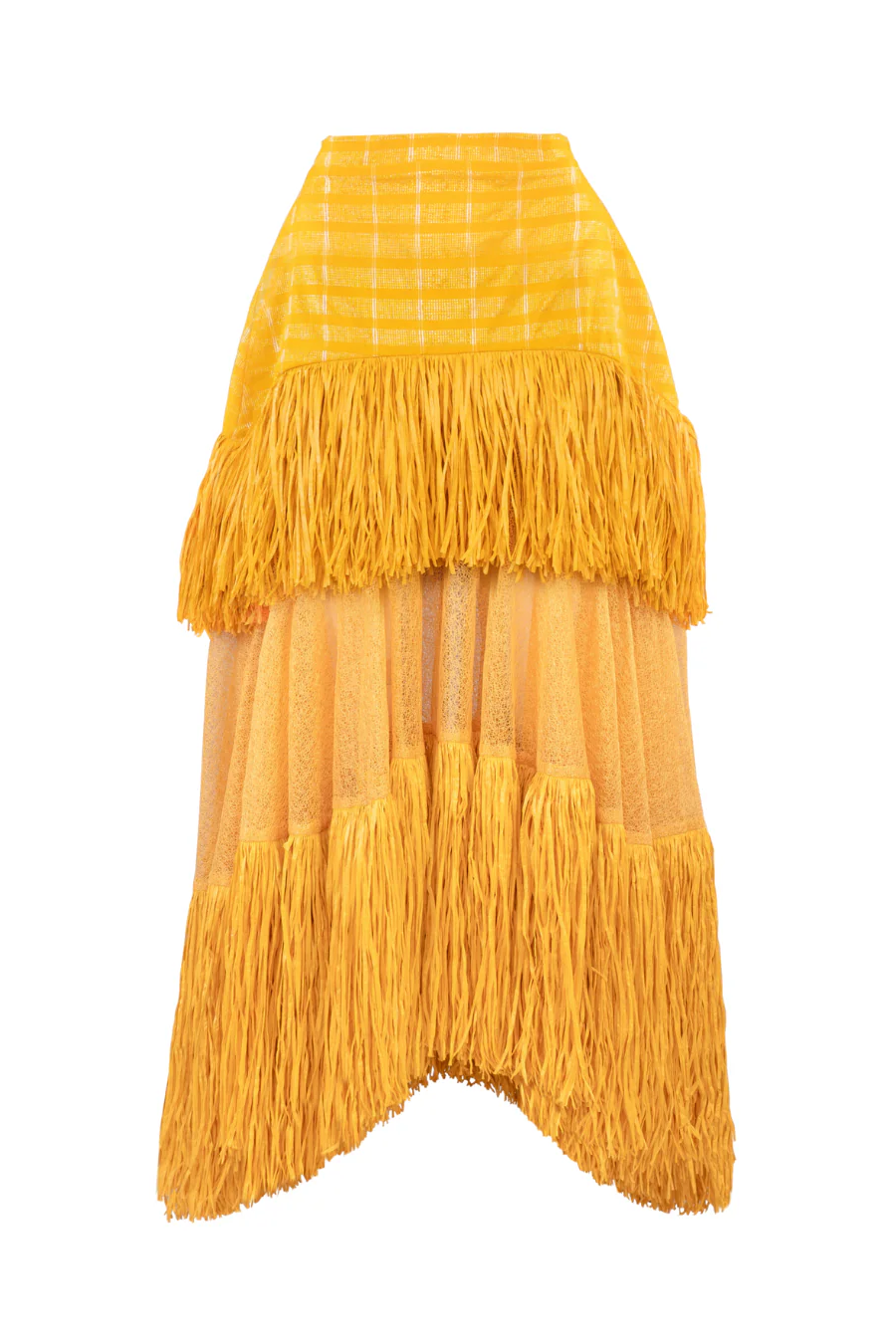 Sunshine Yellow Fringe Tiered Skirt Set