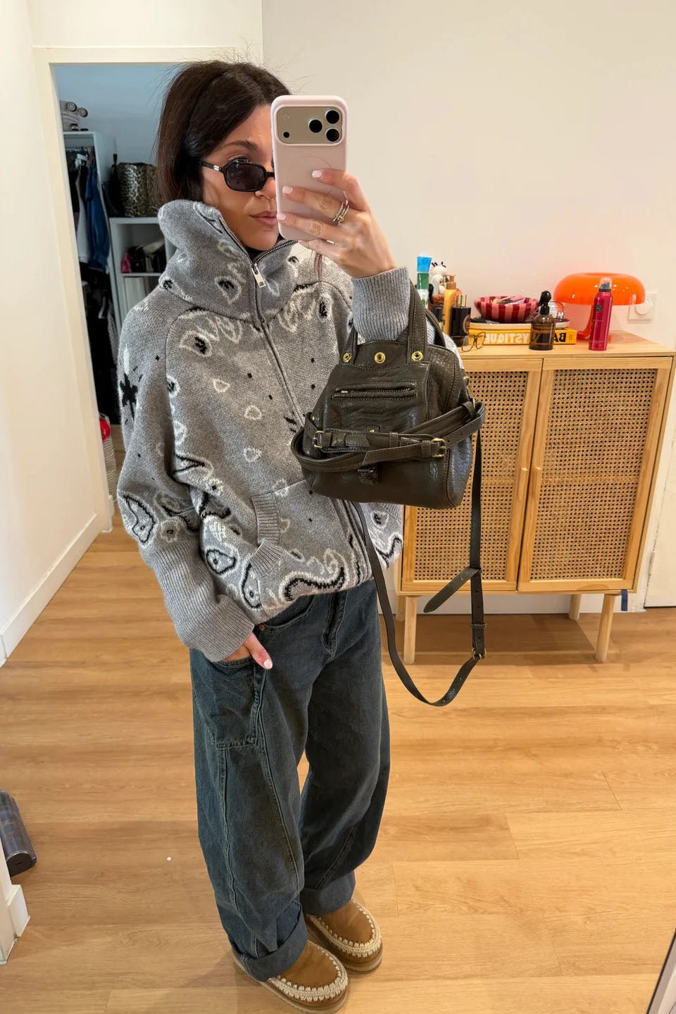 Olivefaarweg Zip‑Up Rullkrag‑Pulloveren