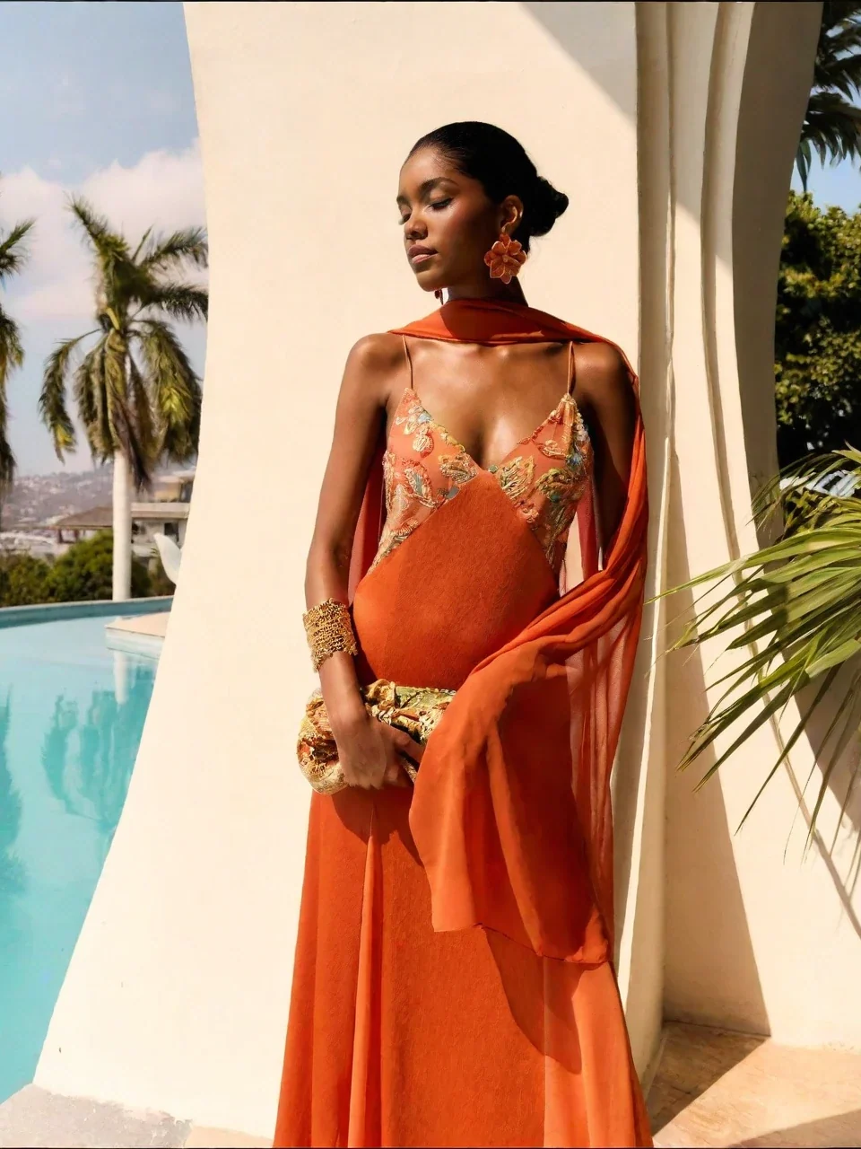 Witte Cape Flow Maxi-jurk