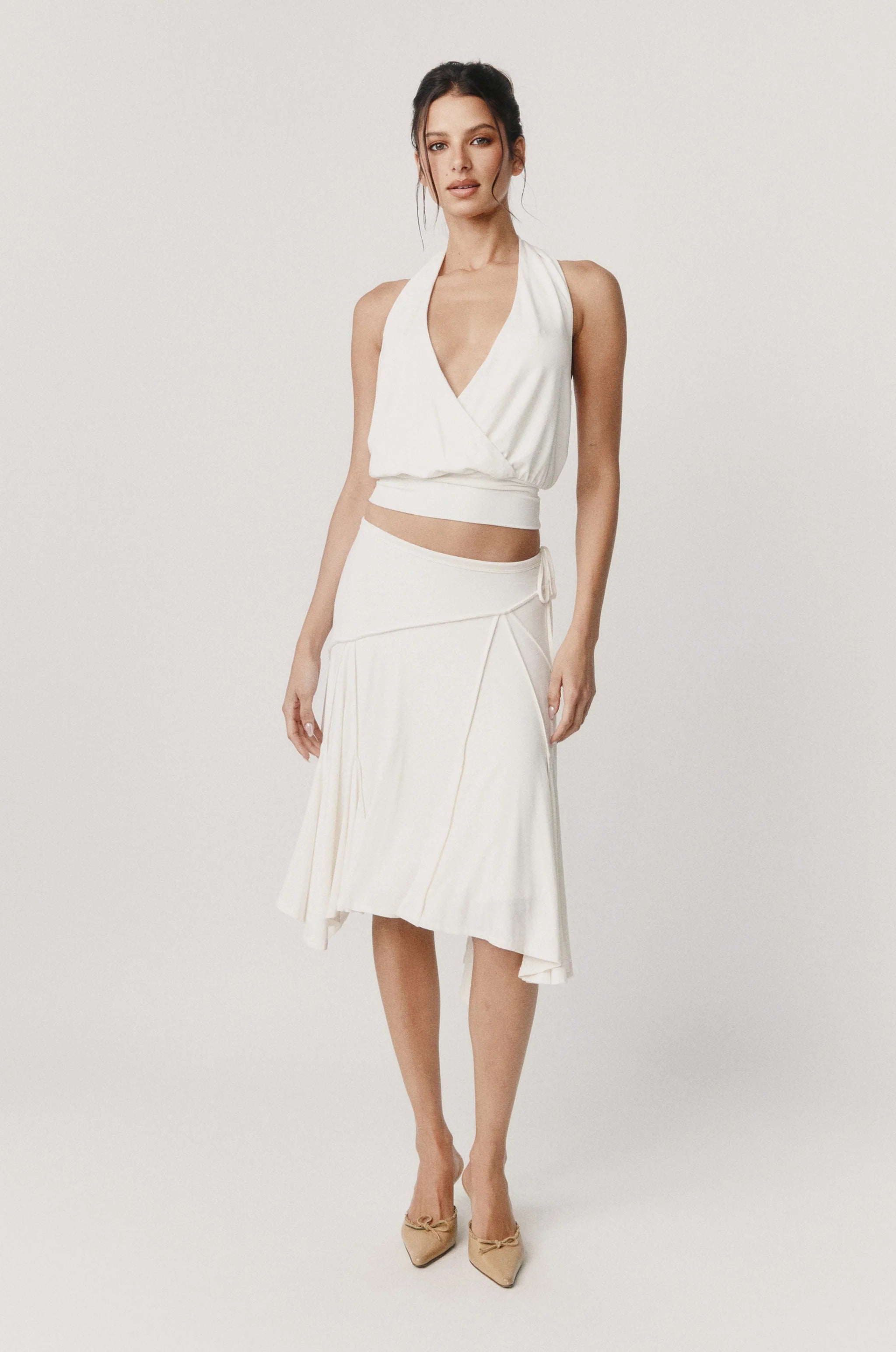 Wrap Halter Crop Top & asymmetresche Rock-Set