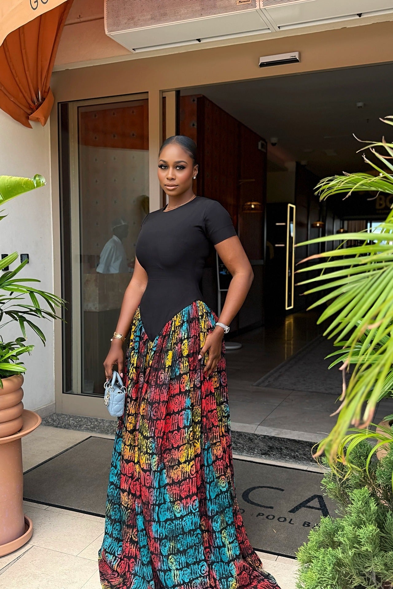 Rainbow Batik Pleated Maxi Dress