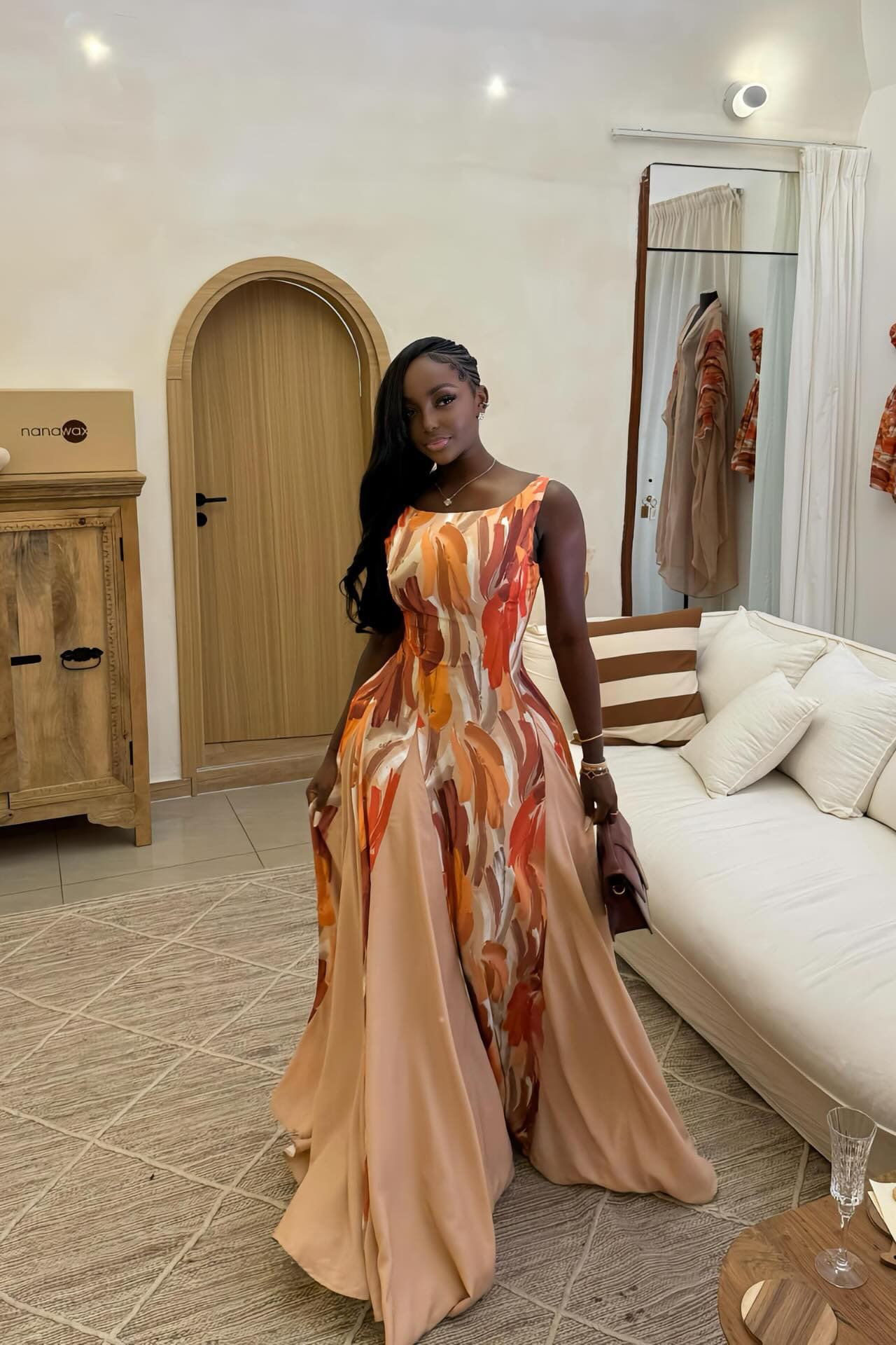 Kunstnerisk trykt maxikjole