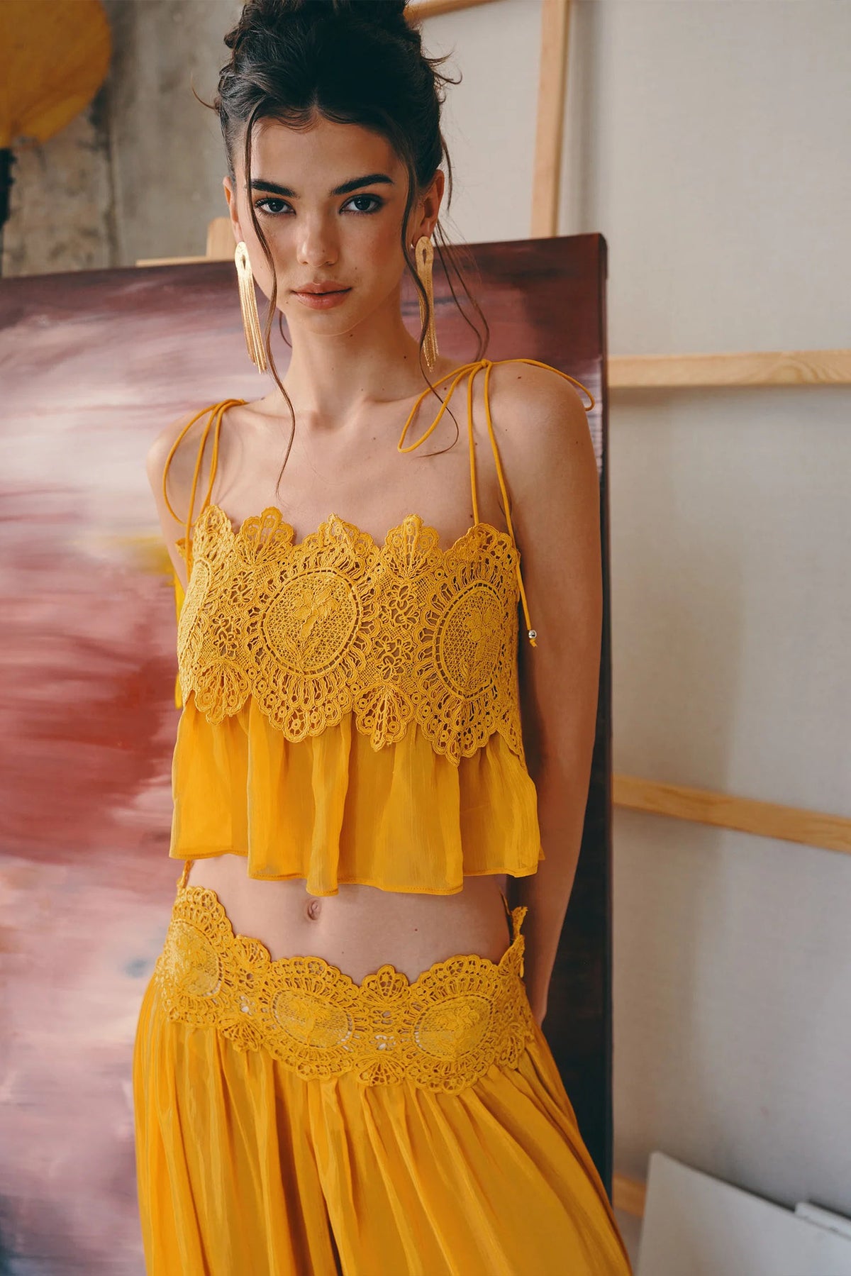 Crochet Lace Tie Strap Cami Top