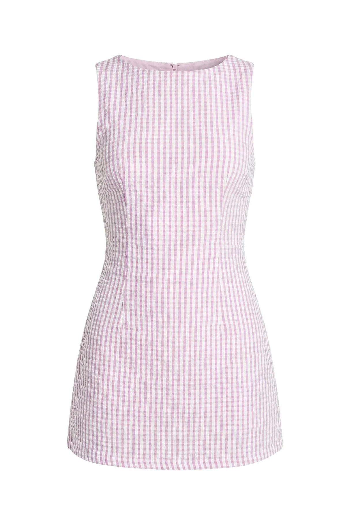 Rosa Gingham ärmellos Mini-Kleid