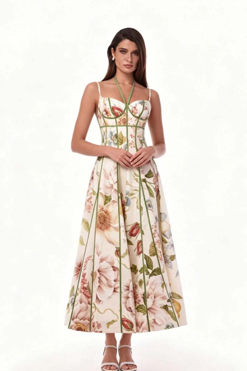 Wäisst fléissend Cape-Maxi-Kleed