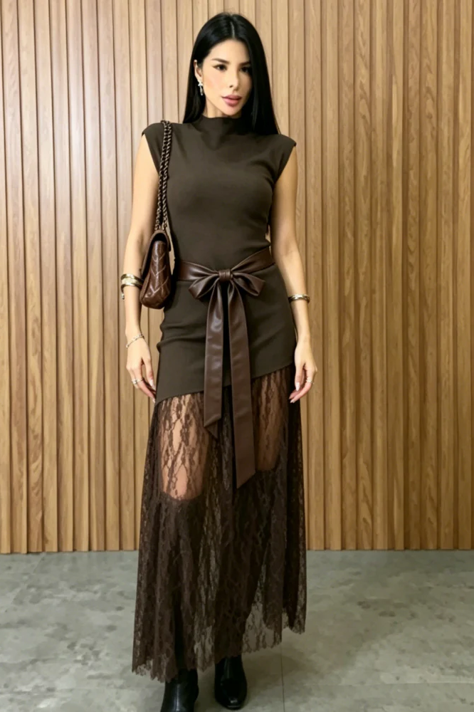 Vestido longo plissado Belle Gradient