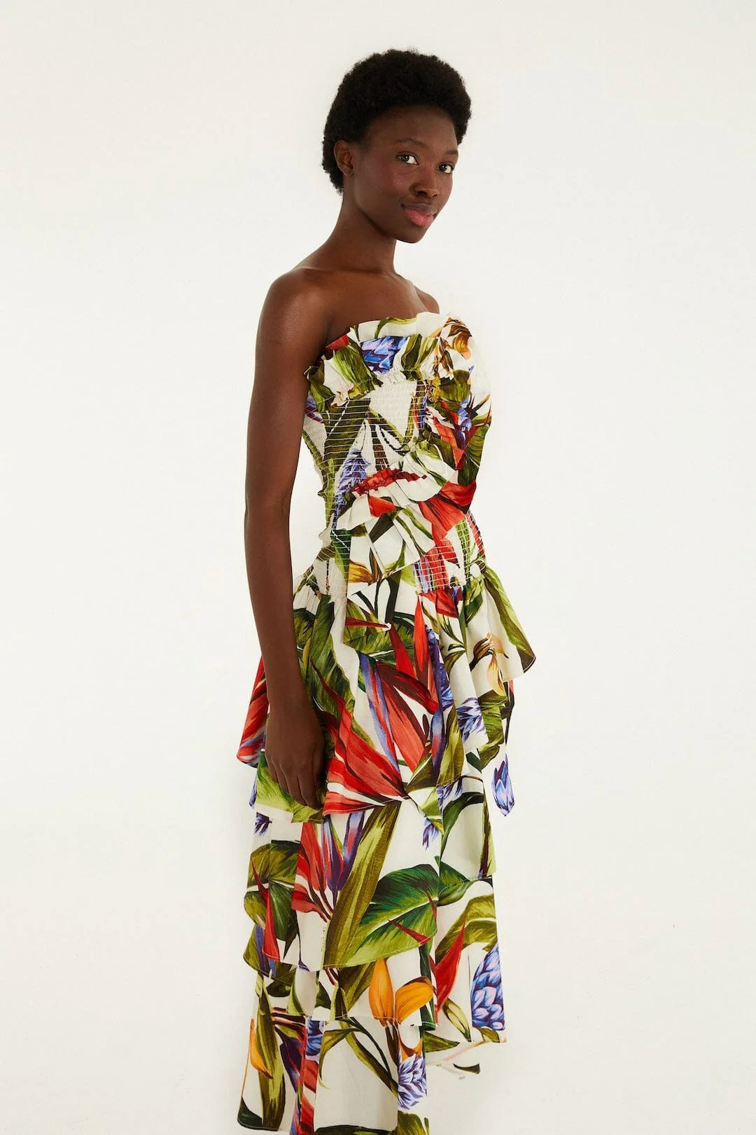 Sandfaarweg geblomt schëllerfräit Maxi-Kleed
