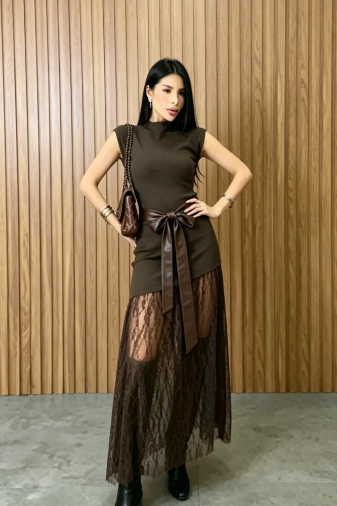 Vestido longo plissado Belle Gradient