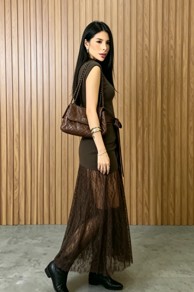 Vestido longo plissado Belle Gradient