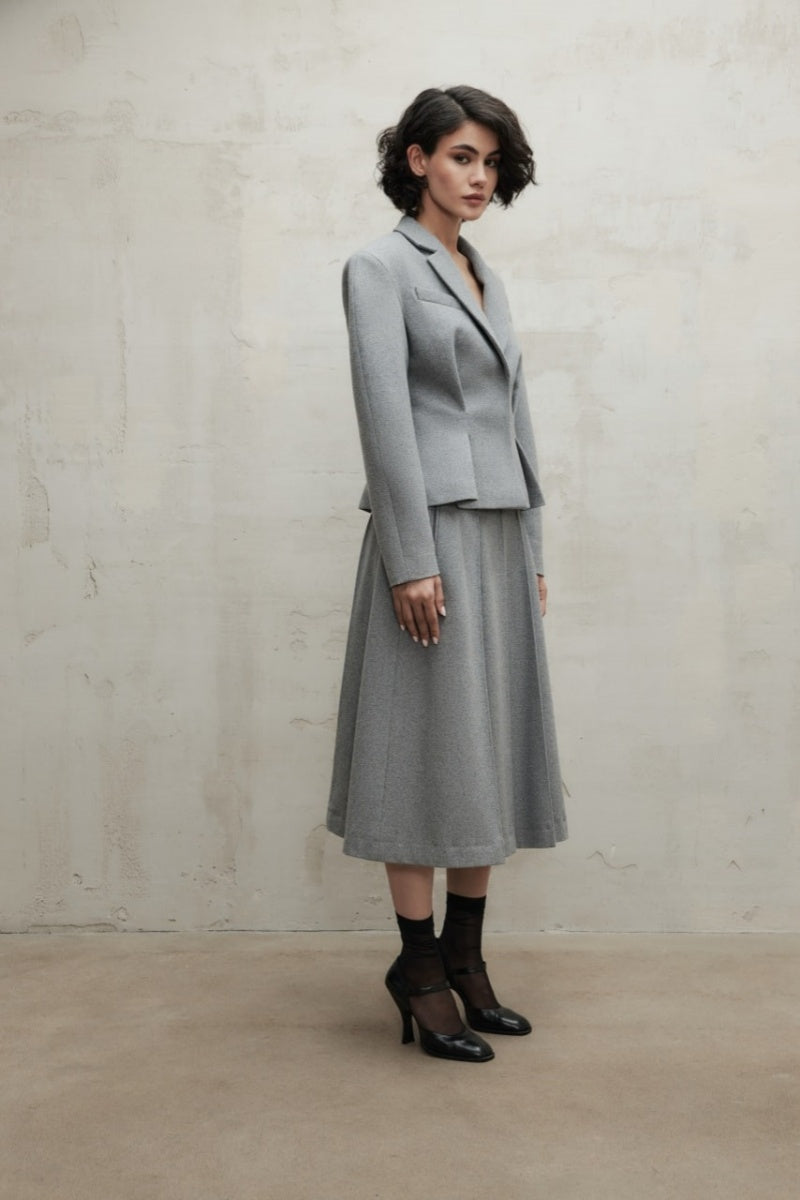 Waist-Hugging A-line Long Skirt Set