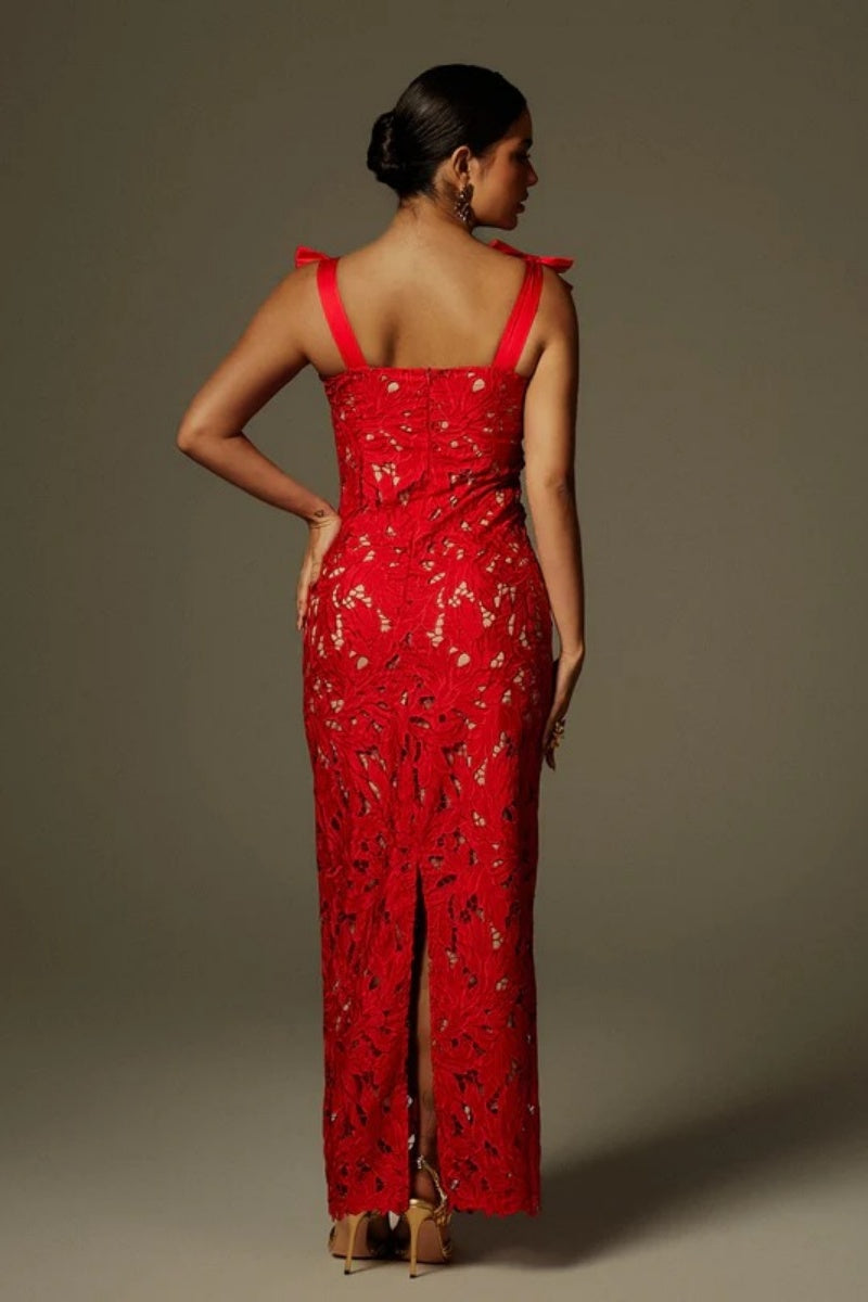 Cutout Bow Floral Maxi Dress