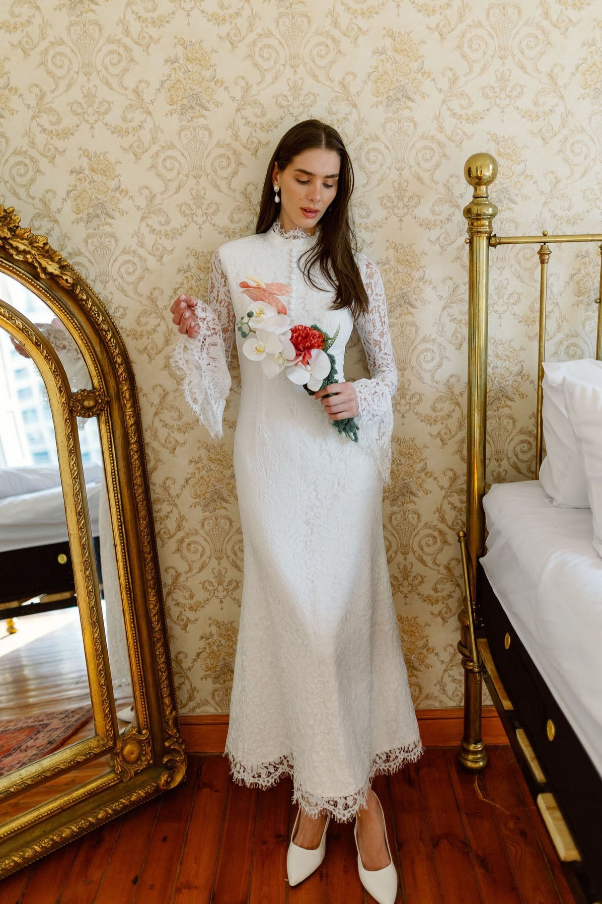 Azure frynsehalo maxi-kjole