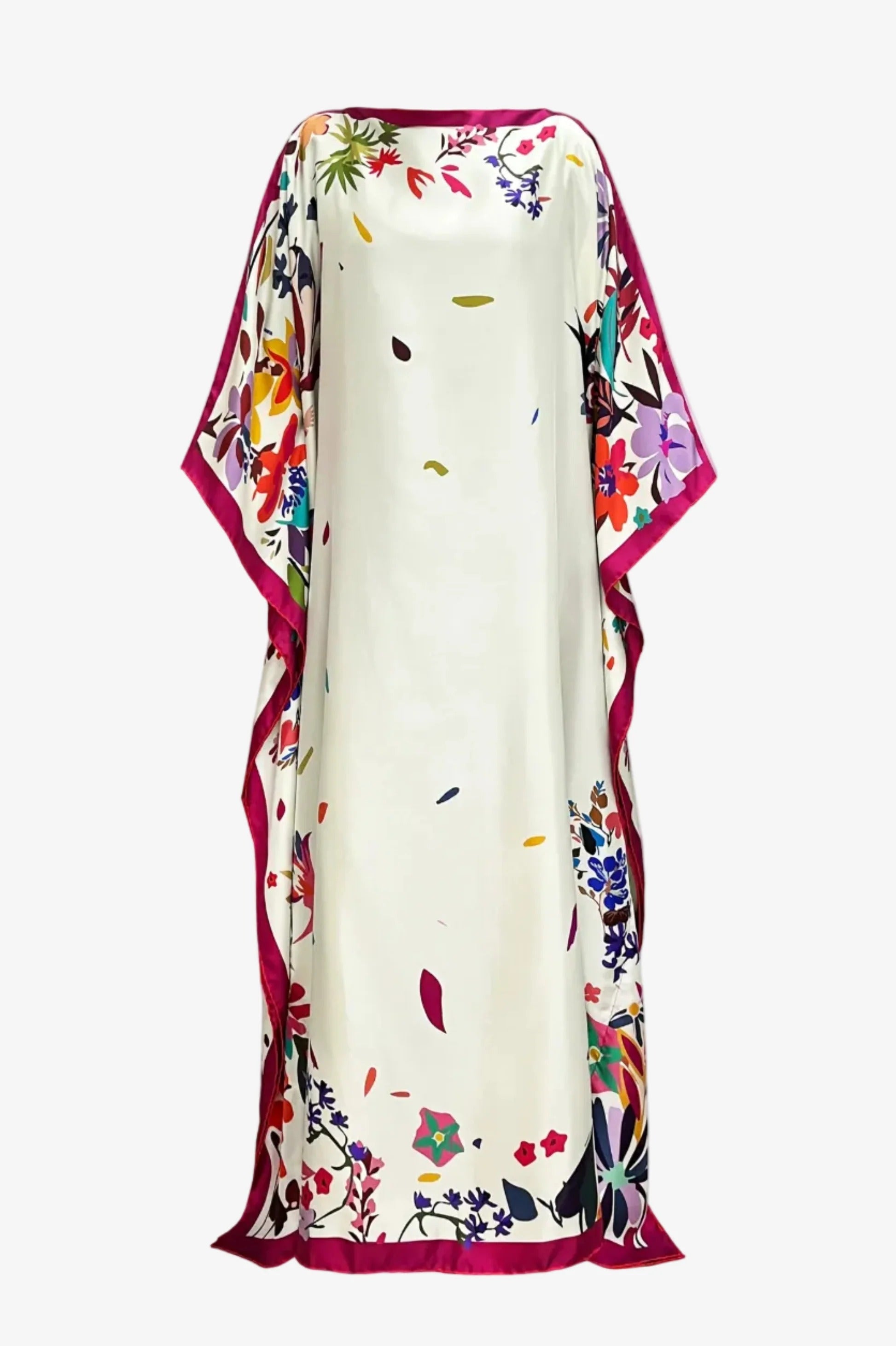 Kaftan ample à manches chauve-souris avec imprimé floral coloré