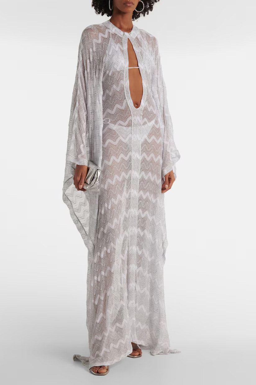 فستان ماكسي دانتيل وردي واسع