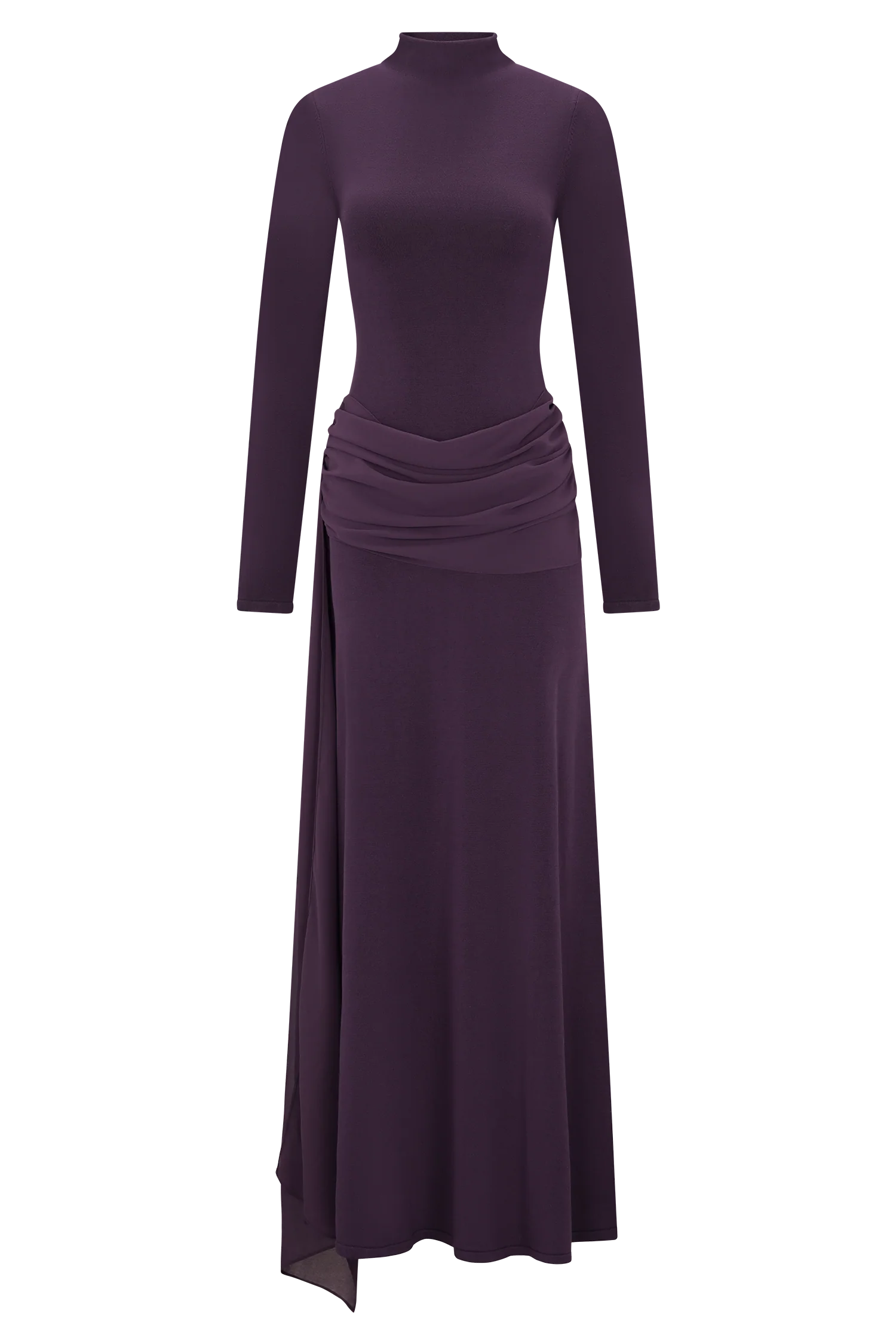 Evelyn Knit Chiffon Maxi Dress - Plum