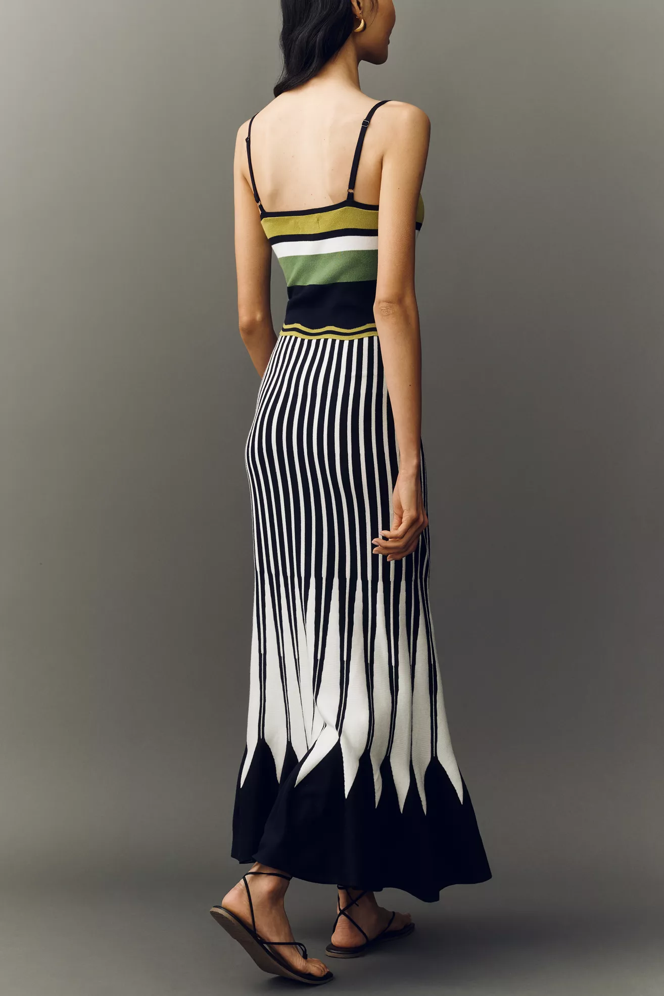 Fishtail Striped Midi Dress