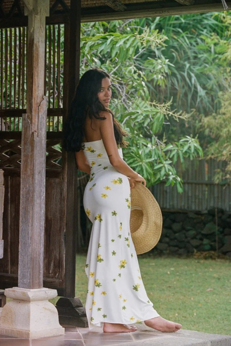 Elegant Floral Slit Off-The-Shoulder Maxi Dress