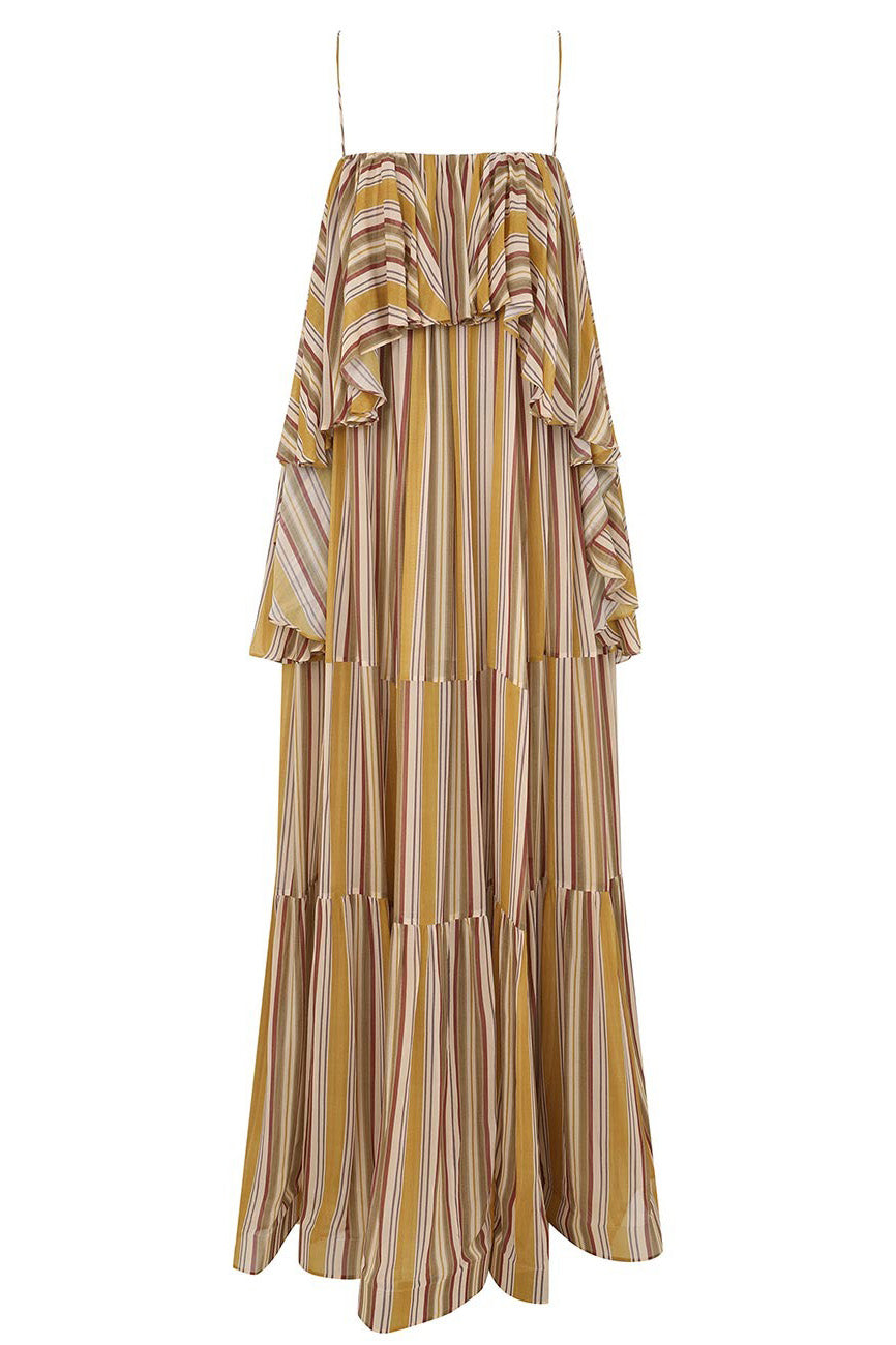 Wäisst fléissend Cape-Maxi-Kleed