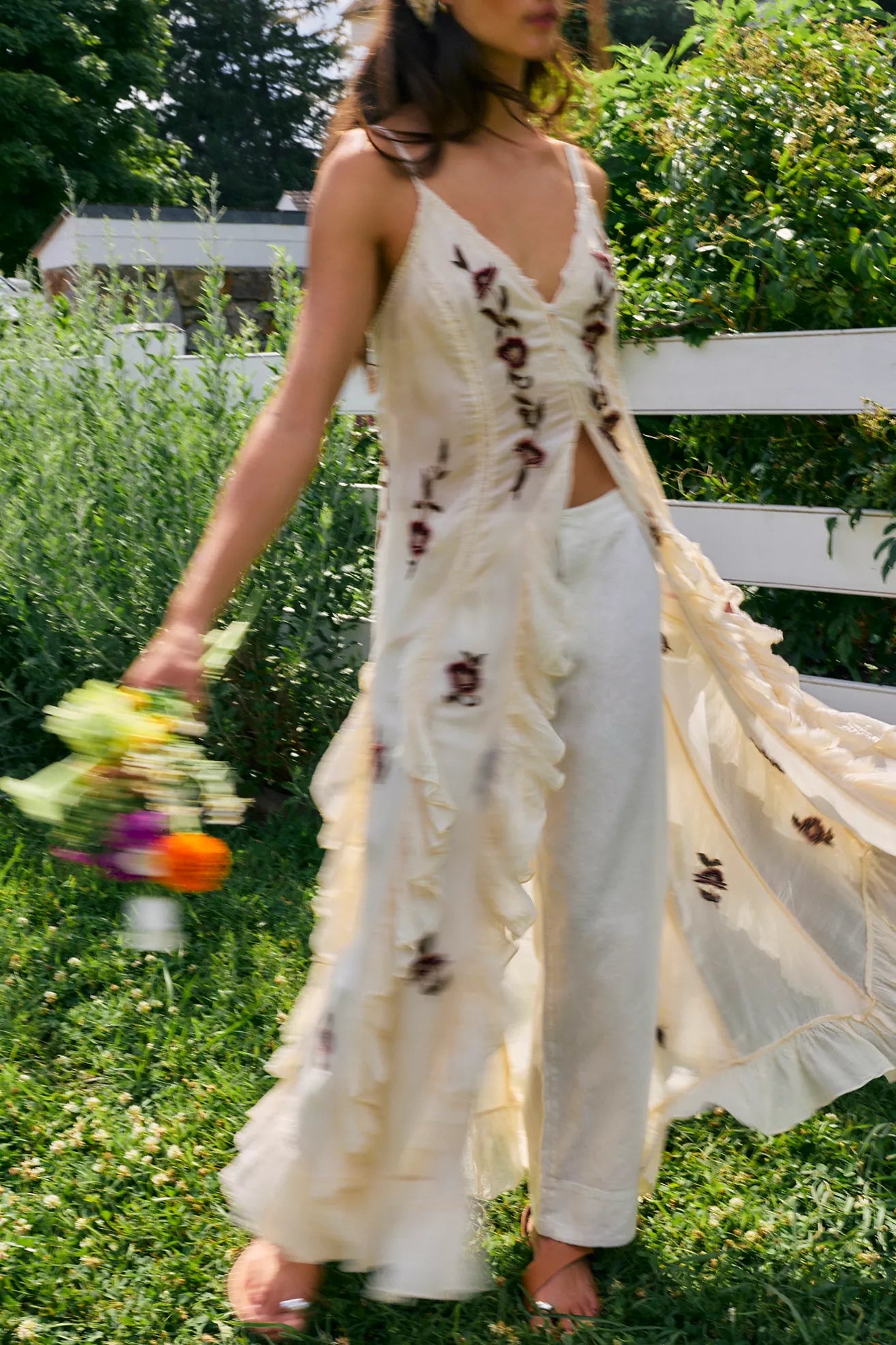 Top maxi com folhos