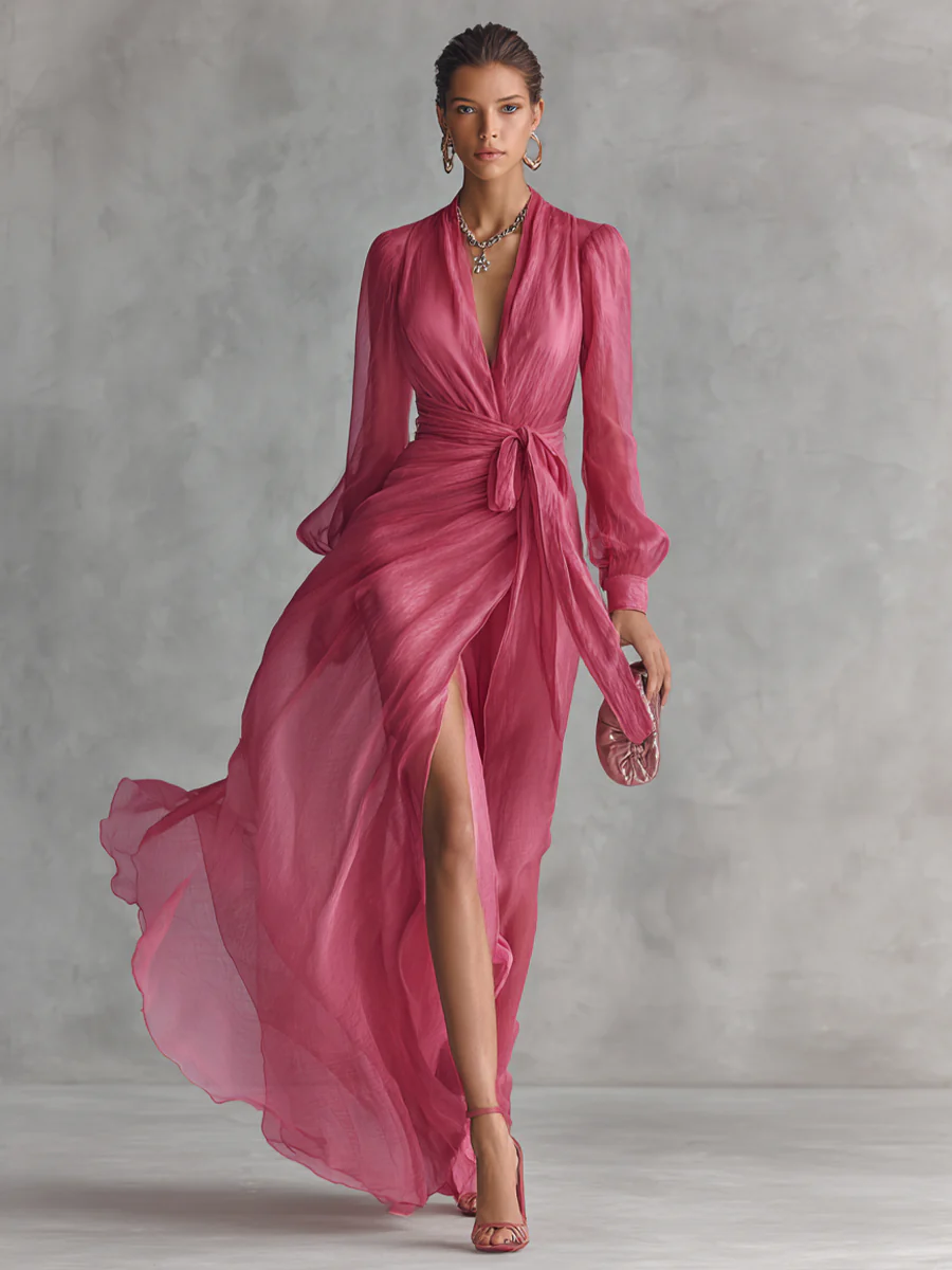 Belle Gradient Plisséiert Maxi Kleed