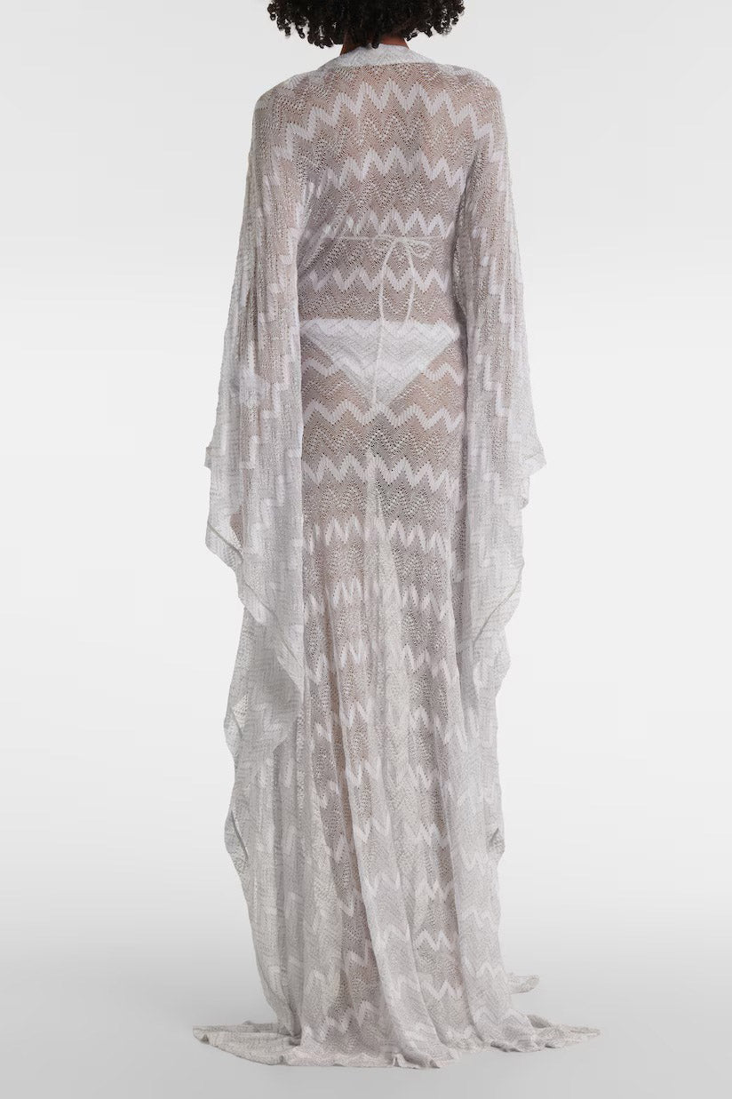 فستان ماكسي دانتيل وردي واسع