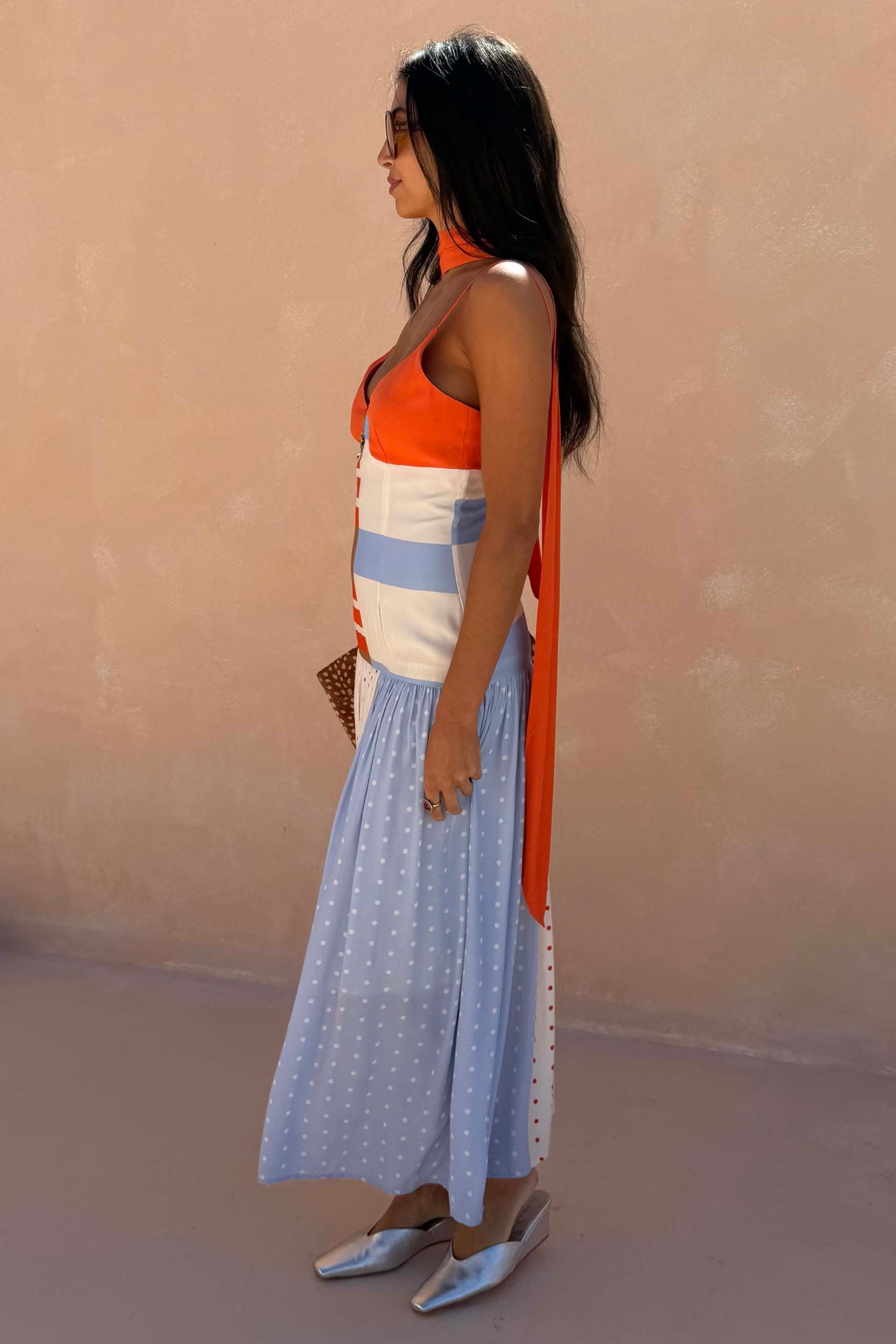 Robe midi à motifs variés pour les vacances d'été