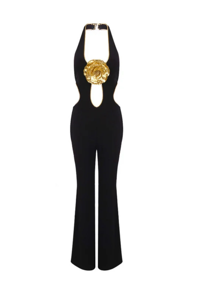 Hollow Black Jumpsuit